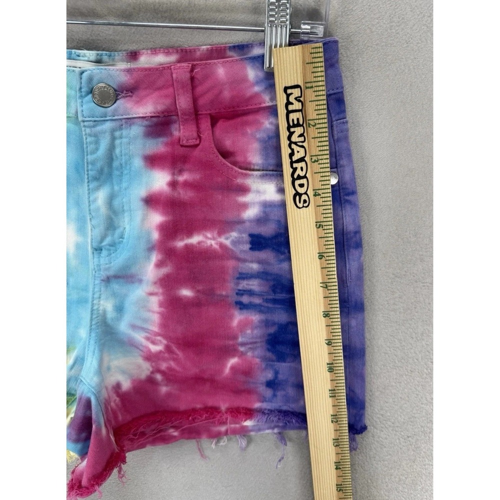 Judy Blue Snow Cone Tie Dye Denim Women's Sz Medium Cut Off High Waist Shorts - Picture 5 of 10